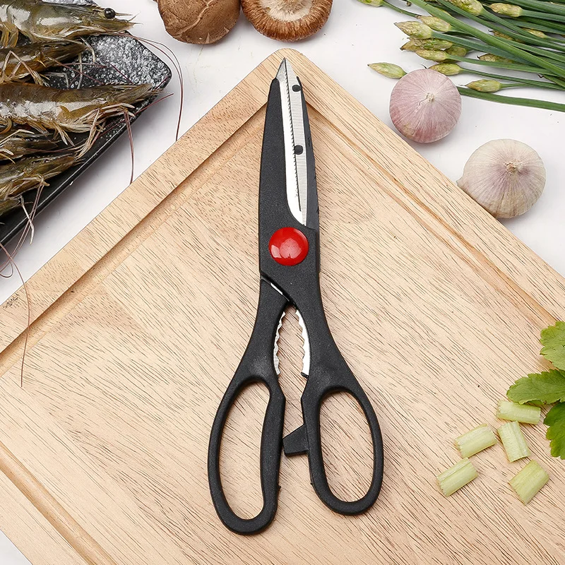 Forbici da cucina funzionali in acciaio inossidabile osso di pollo domestico pinna di pollo osso di squalo clip di noce forbici da cucina nere