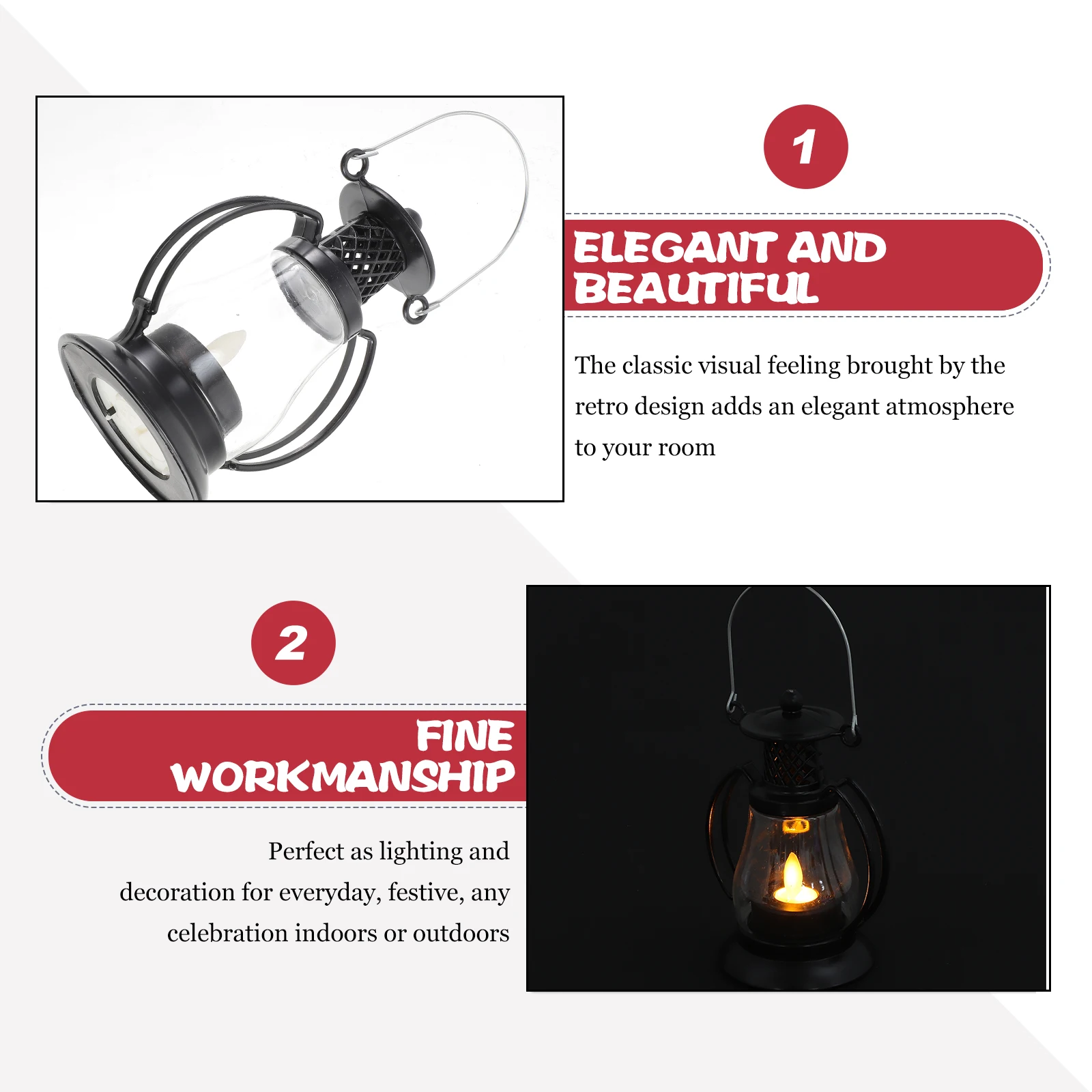 

4pcs Retro Style Lamp Vintage Lanterns Flameless Decorative Light for Indoor Outdoor Party Home Decoration Gift