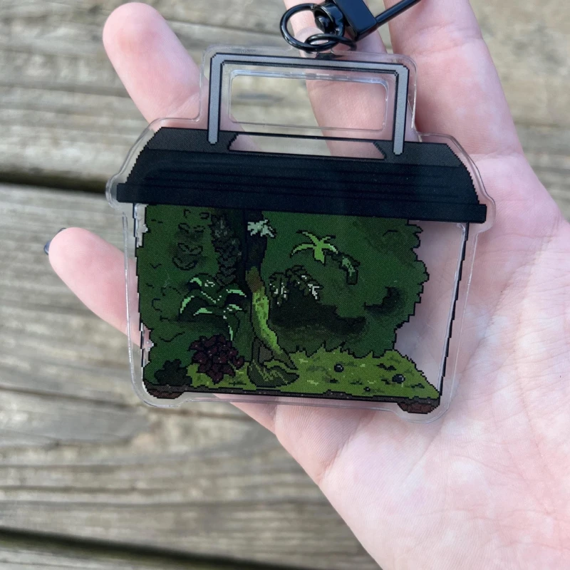 Isopod Terrarium Shaker Acrylic Original Keychain Bag Pendant Pixel Art Weight Loss Meme Charm DIY Fidget Toy Gift Birthday