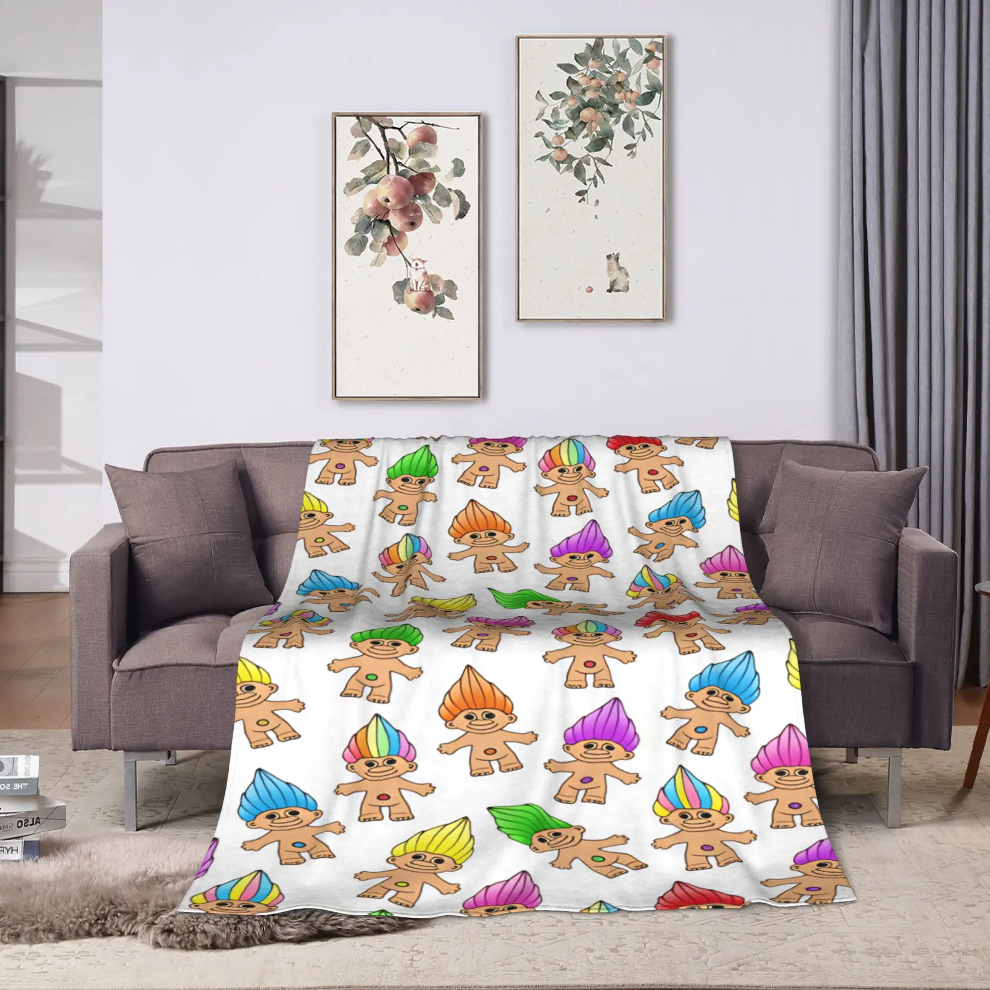 Troll Doll Blanket  Camping Flannel Throw Blanket For Living Room Warm Soft Custom Quality Bedspread Gift Idea