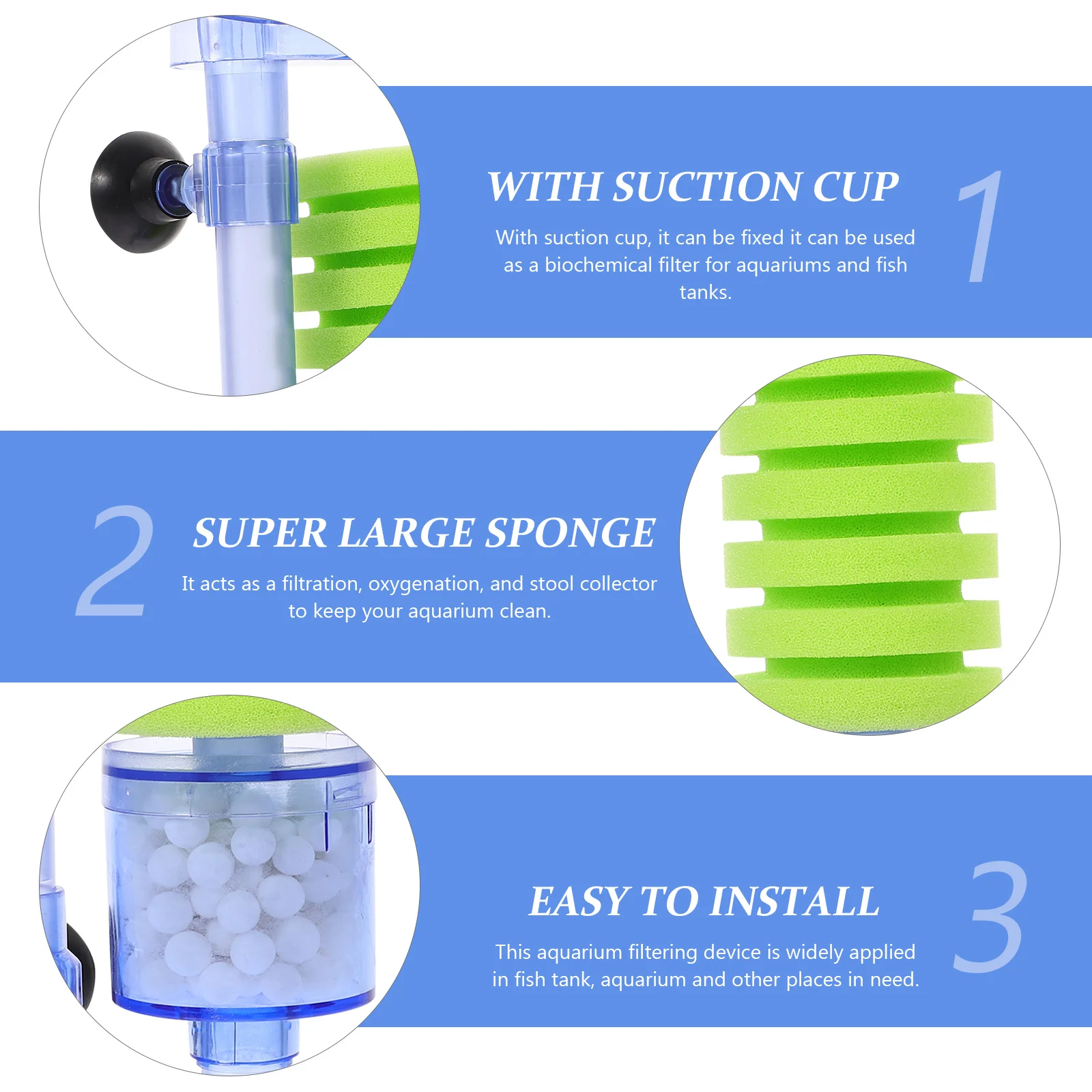 

Biochemical Sponge Filter Aeration Droppings Suction Aquarium Filter Sponge Fish Tank Accessories Aquarium Filters Fish