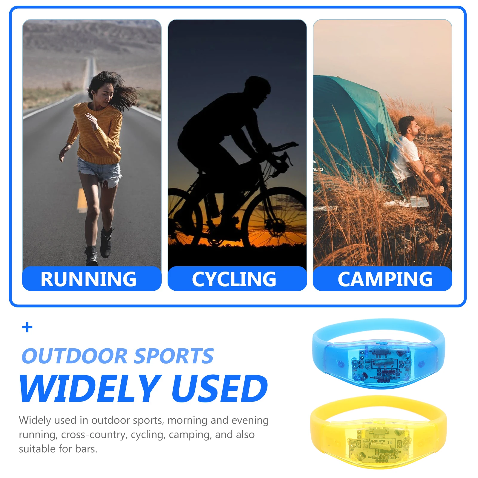 

2pcs Glow Bracelets for Adults Party Accessories Light Up Silicone Wristbands Outdoor Sports Camping Concerts Night Visibility