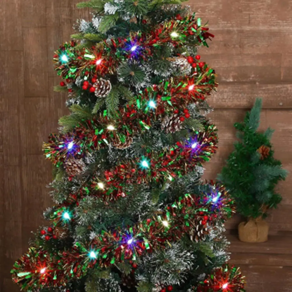 Vibrant 5M Chunky Tinsel Christmas Decoration with LED Illumination for Enhancing Holiday Atmosphere and Festive Occasions