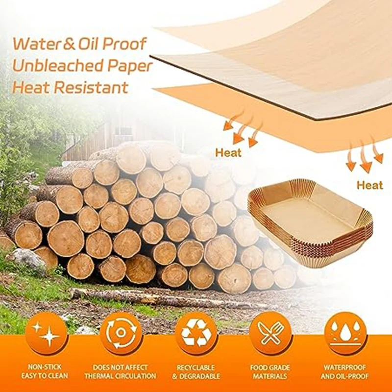 120 Sheets Of Air Fryer Paper Special Paper Liner Oil-Absorbing Paper Baking Oven Pad Paper Disposable Meal Basket Paper Brown