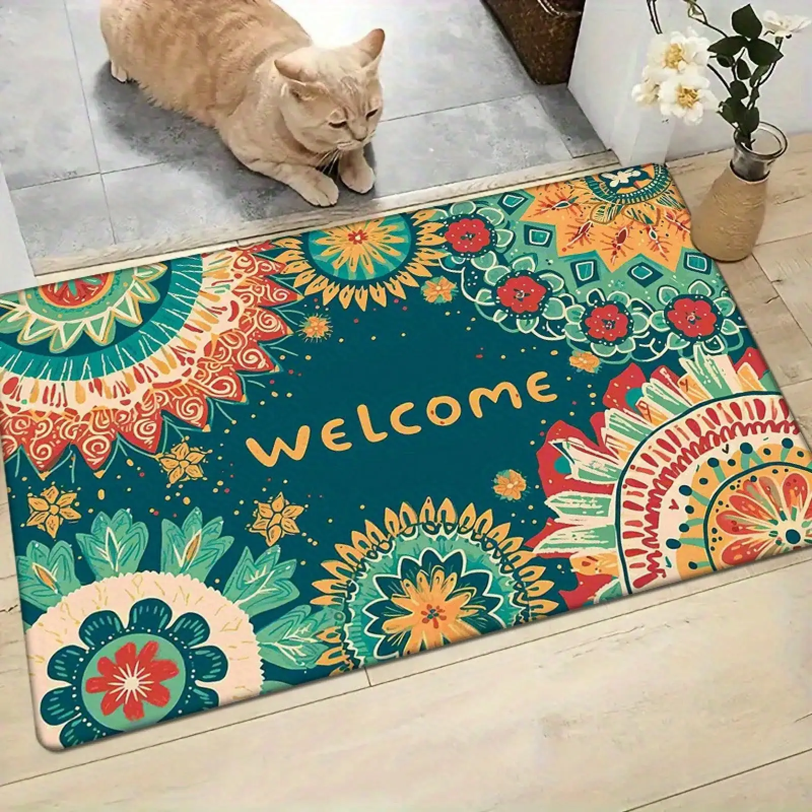 1pc Welcome Non-Slip Doormat Suitable Entryway, Kitchen, Bathroom - Absorbent Washable Soft Texture With WELCOME Design & Backing, Suitable Living Room
