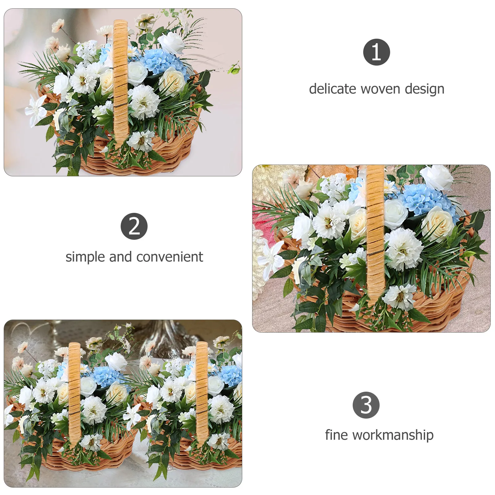 

4pcs Mini Woven Baskets Tiny Storage Bins Home Decor Photo Props House Micro Landscaping Rattan Crib Easter Wedding Favor