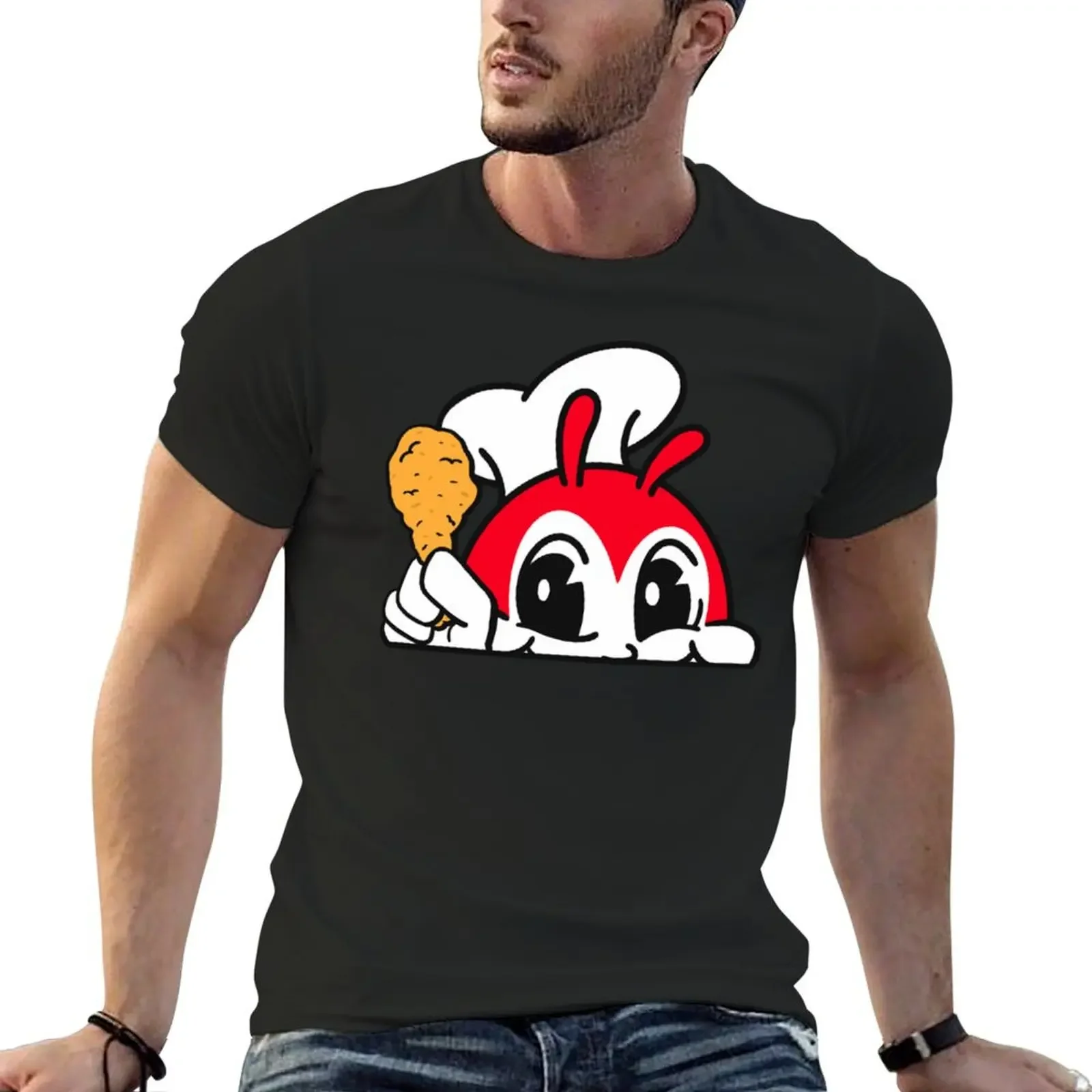 JOLLIBEE PEEKING CUTE CHICKEN JOY FILIPINO T-Shirt Short sleeve tee boys whites funny t shirts men