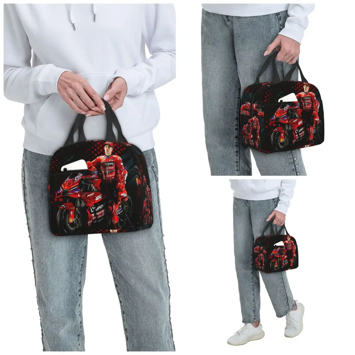 Motorcycle Marqueze Insulated Lunch Bag for Women Office Cooler Thermal Food Box Tote Leakproof Lunch Boxes Container