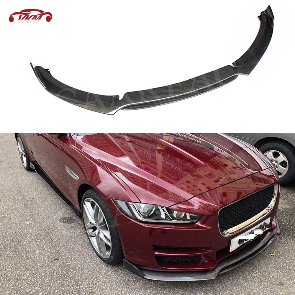 

For XE Carbon Fiber Front Lip Spoiler Splitter For Jaguar XE Sedan 4Door 2015 -2018 Double Style Head Bumper Chin Shovel Guard