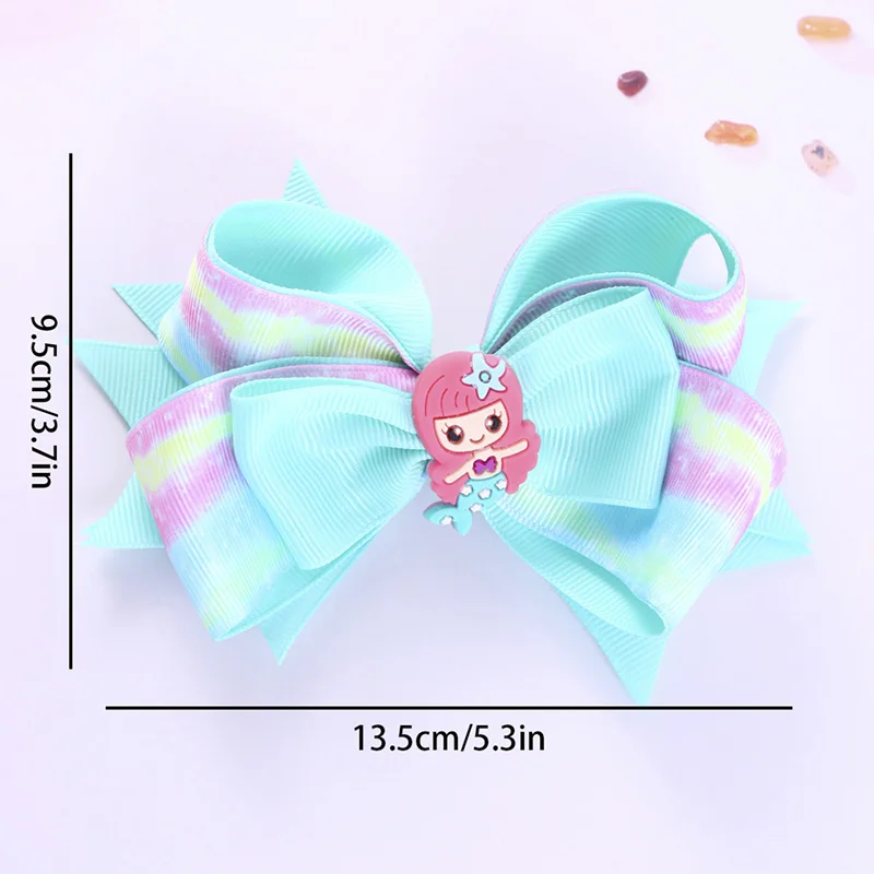 Sweet Mermaid Hair Clips For Girls Ribbon Bowknot Hairpin Boutique Barrettes Headwear Cute Kids Bows Clip Hair Accessories