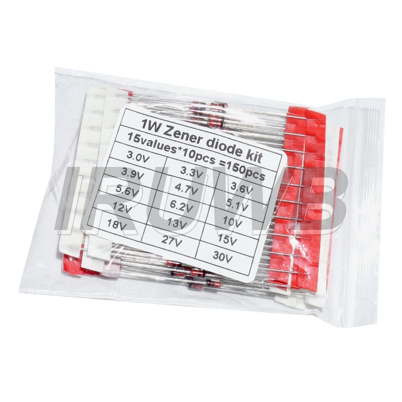 150PCS New DO-41 3V-30V component diy kit 1W Zener diode kit 15values*10pcs=150PCS