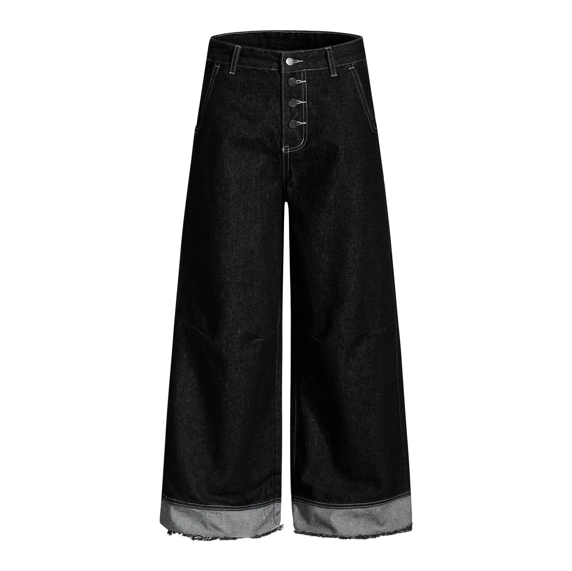 OR FL Women's American Retro Color lashing MAO Bian Design Sense Staraight Jeans Trendy Brand Baggy Wide Leg Pants Trousers Y2k
