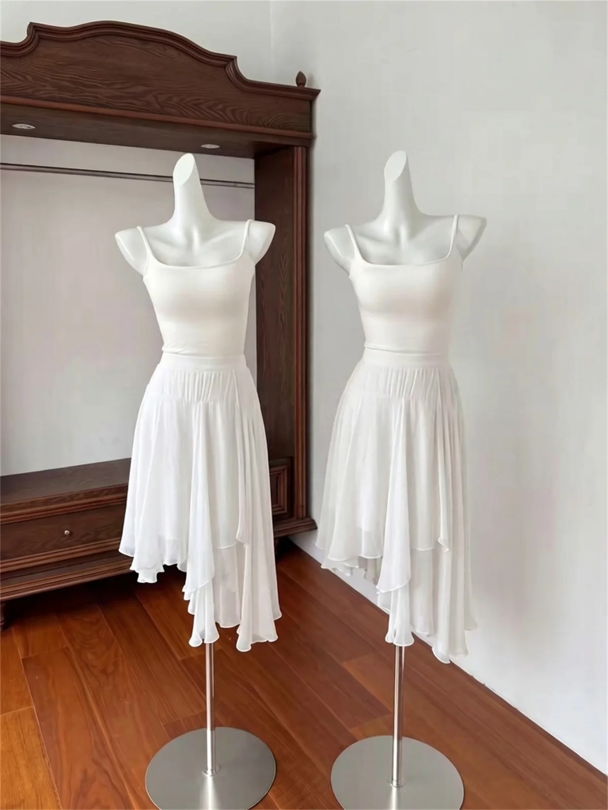 Falda Irregular en Línea A para Mujer, Falda Elegante de Verano para Oficina, Falda Midi de Chifón de Color Sólido para Mujer, Talla Grande, para Fiesta