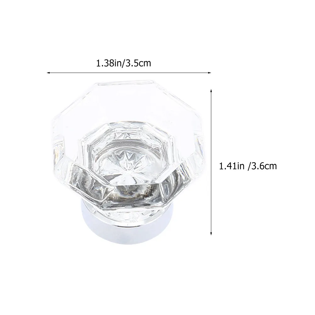 2Pcs Clear Cabinet Pulls Octagon Artificial Crystal Knobs for Kitchen Drawer Wardrobe Door Handle Furniture Decoration