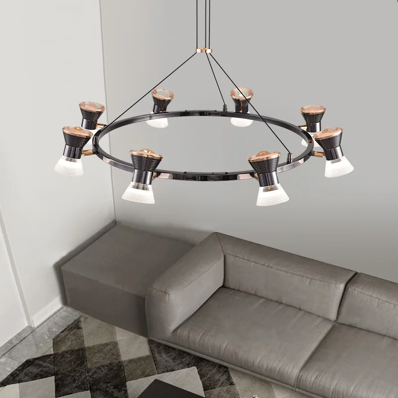

Modern Simple Circular Long Strip Pendant Lamps for Kitchen Island Dining Tables Living Room Chandelier Indoor Lighting Fixture