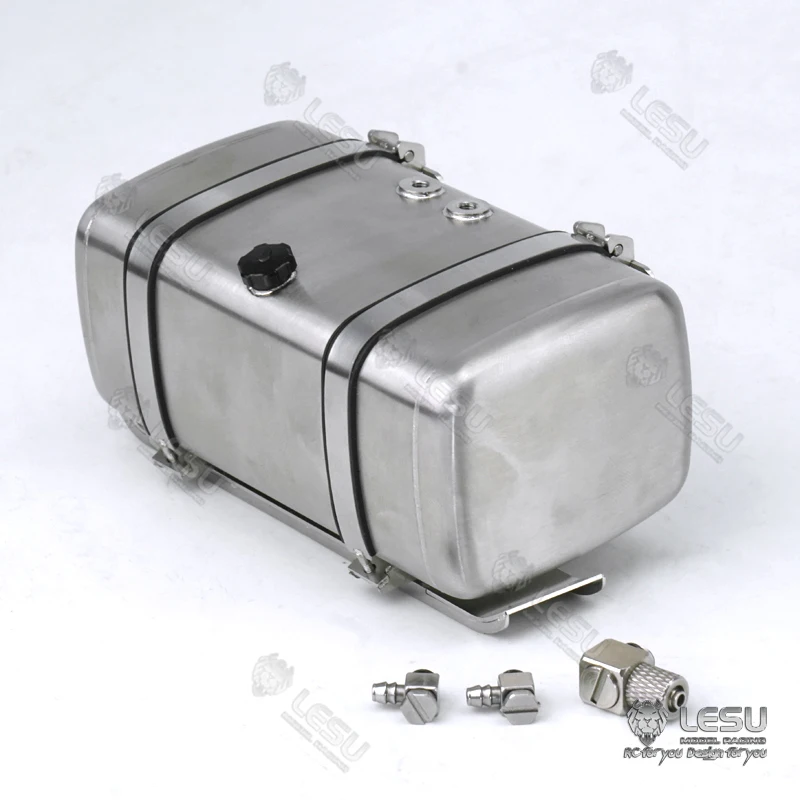 Fuel tank 1/14 LESU truck toy stainless steel flat bottom simulation hydraulic tank Tamiya tractor universal modification G-6239