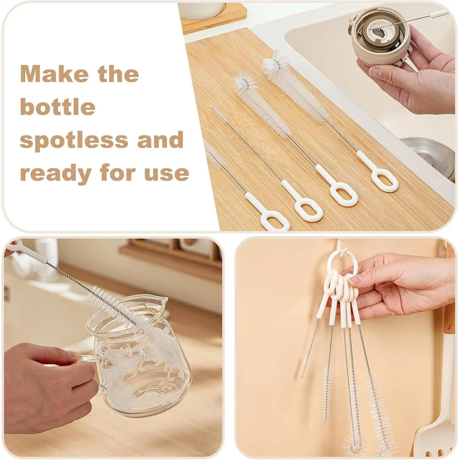 5pcs Water Bottle Brush Washing Cups Scrubber Tools Bottle Scrubber Brush for Cleaning for Lids Straws Nipple Breast Pumps view 5