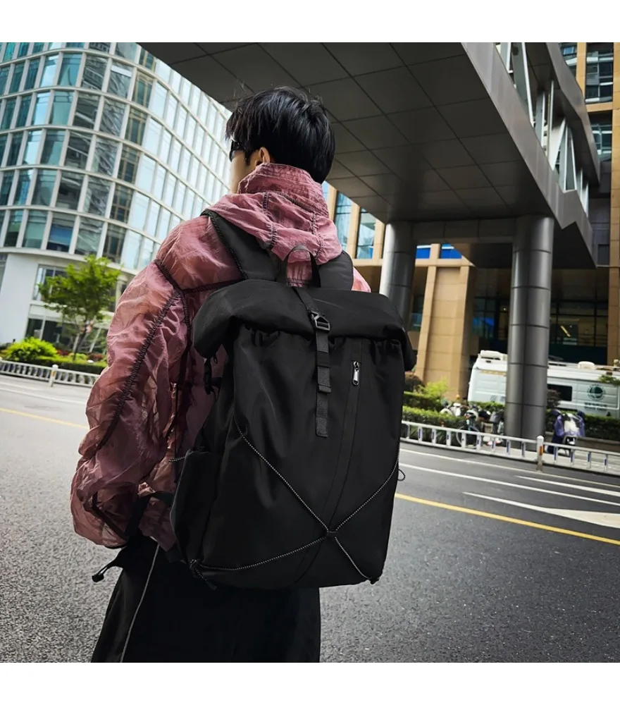 Men's roll-up backpack function large-capacity breathable portable travel cycling backpack