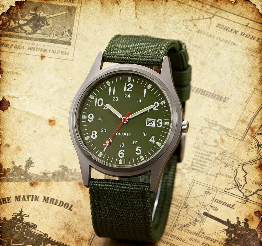 2025 موضة ساعات رجالي مضيئة الأيدي مؤشر ساعة فاخرة الرياضة العسكرية التقويم كوارتز ساعة اليد الرجال ساعة نايلون عادية
