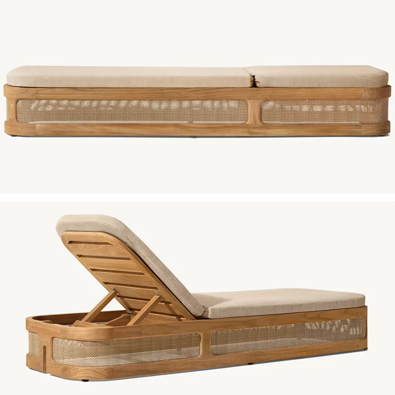 Hotel Outdoor Beach Chair Villa Pool Chair Lounger Outdoor Teak Lounger