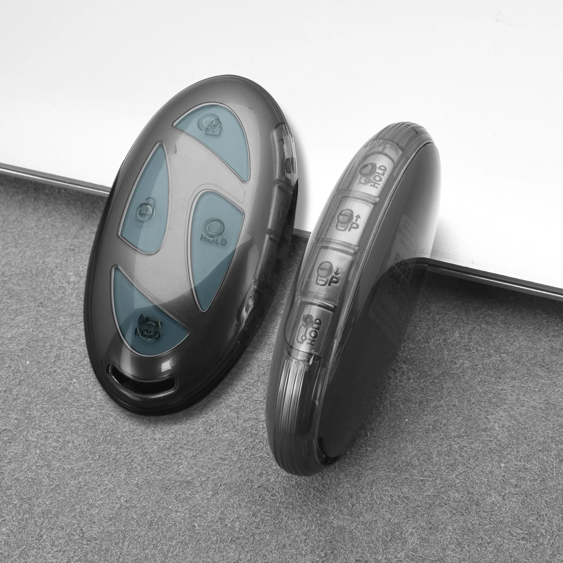 Transparente TPU-Schlüsselanhänger-Abdeckung für Hyundai 2025 2026 Kona N-Line/Elantra SEL/IONIQ 6/9 - Kratzfester Fernbedienungsschutz – Detail 1
