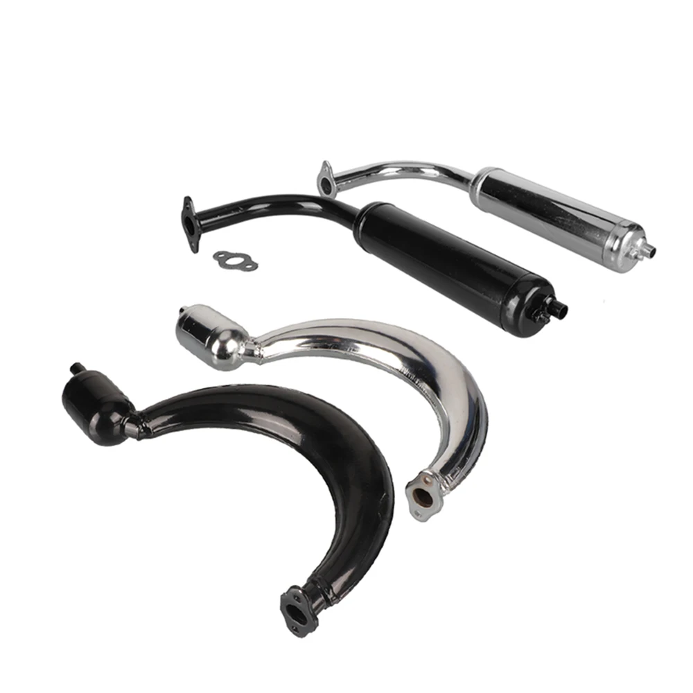 

For 49cc 50cc 60cc 80cc 100cc 2-Stroke Engine Motorized Bicycle Bike Silencer Exhaust Pipe Black/Silver