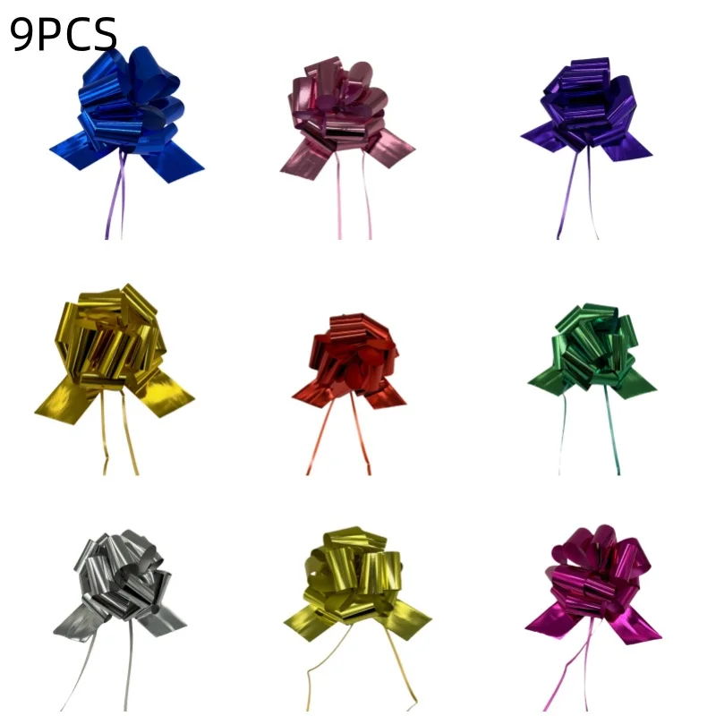 9PCS Pom Bows Ribbon Pull Bows Gift Knot Ribbon Gift Pull Bows Large Pull Bow with Ribbon Pull Bows with Ribbon Decorative