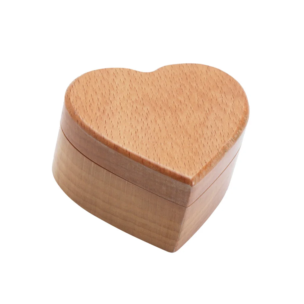 Wooden Heart Shape Beech Jewelry Box Vintage Organizer Ring Storage Case Wedding Valentine's Day Gift Jewelry Organizer