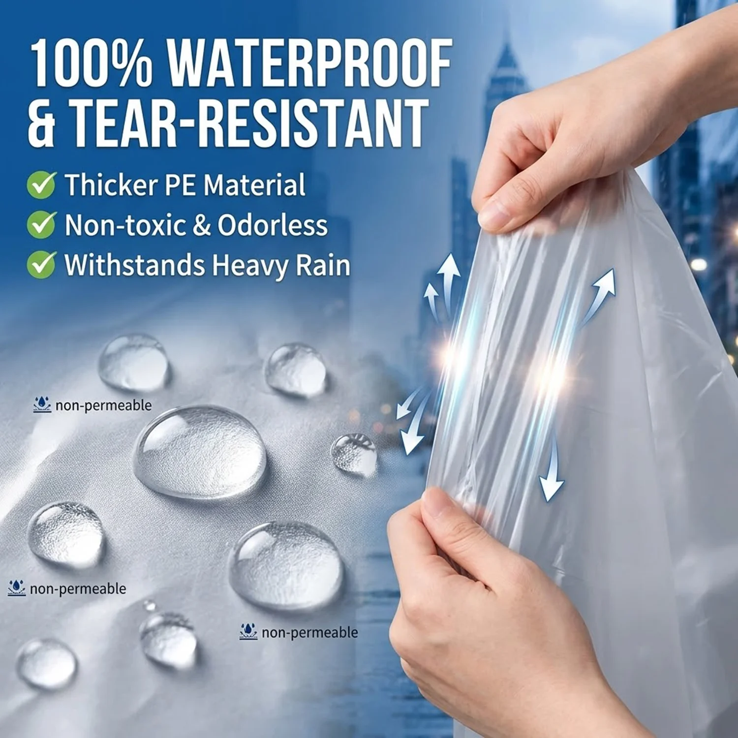 男女兼用携帯用カード型使い捨てレインコート軽量PEレインポン - Emergency Poncho Rain のレビューと価格