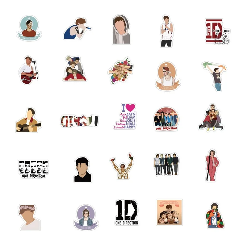 10/30/50pcs 1D Direction Rock Band Guitar Stickers Graffiti for Laptop Pad Phone Motorcycle Skateboard Luggage Suitcase Decals