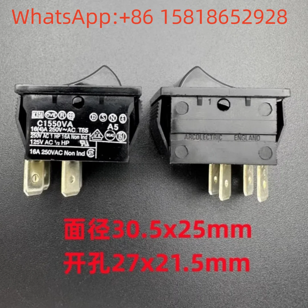 2pcs UK ARCOLECTRIC C1550VA A5 Rocker Boat Switch 4-pin 2-position 16A High Current Button