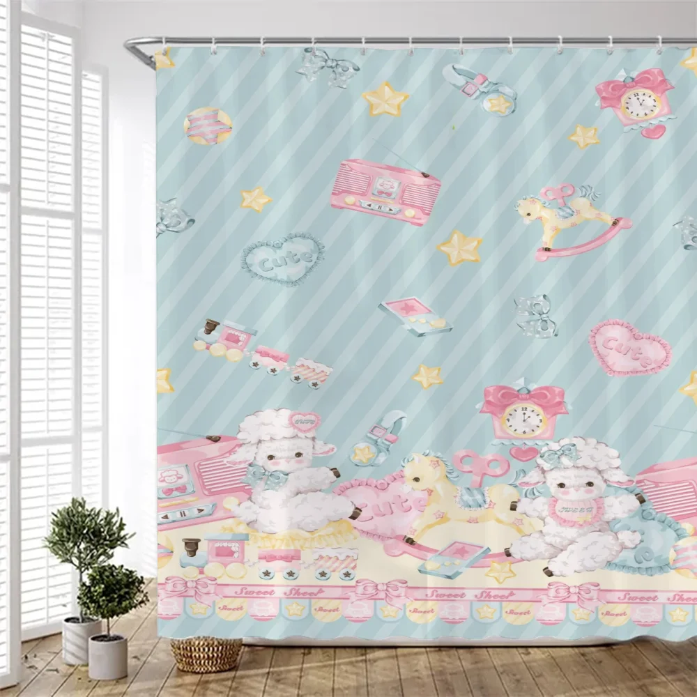 Cuddly Teddy Bear Bathroom Shower Curtain Waterproof Fabric Bathroom Curtains Bath Folding Partition Accessories Bedrooms Set