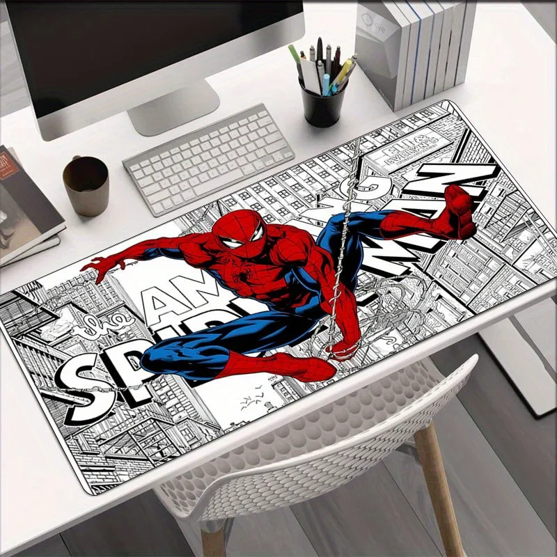 قطعة واحدة من لوحة الماوس Marvel Spider-Man 7 تحت عنوان - قاعدة مطاطية كبيرة غير قابلة للانزلاق، سجادة مكتب قابلة للغسل مع عمل فني للكتاب الهزلي النابض بالحياة للعبة #2