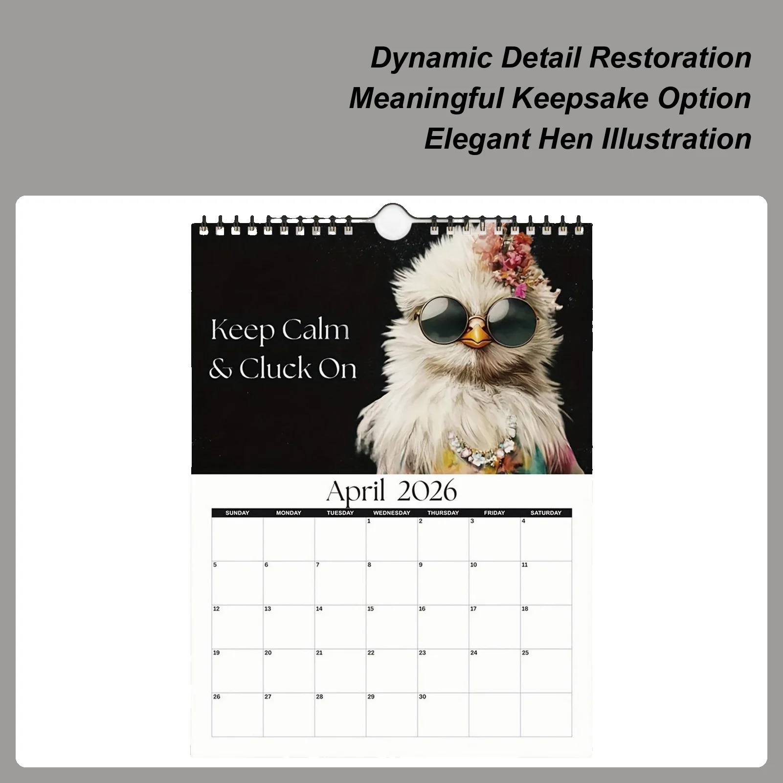 

Настенный календарь «Курица от кутюр» на 2026 год, 12 месяцев, забавный календарь с тематикой курицы в естественном стиле, уверенные цитаты, ежемесячный календарь