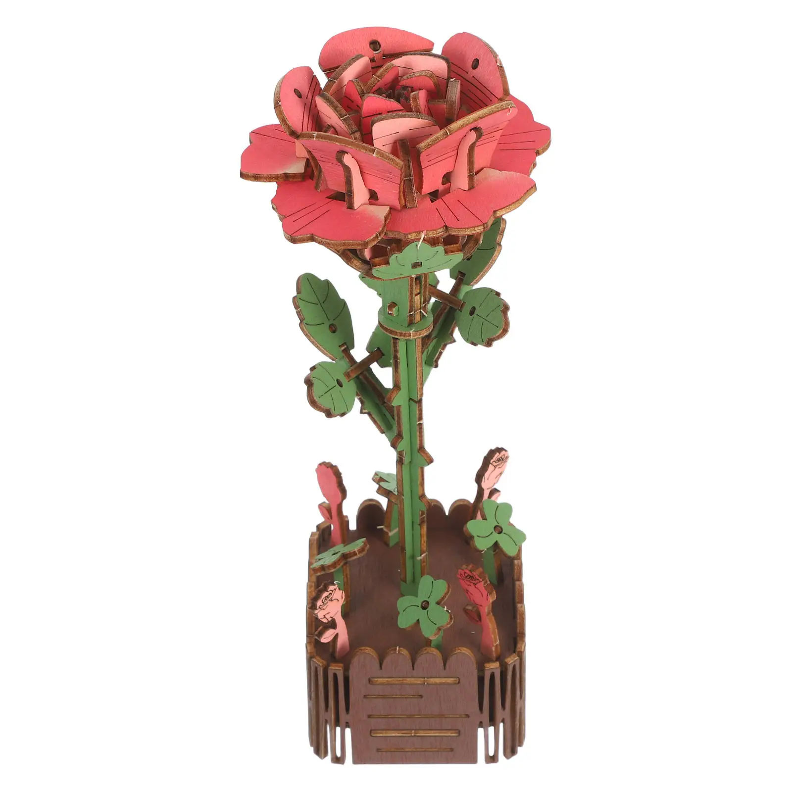 لغز خشبي ثلاثي الأبعاد على شكل زهرة، طقم بناء يدوي للبالغين، وردة بدون ماء، ديكور منزلي، زينة للمكتب، هدية عيد الحب، لغز ثلاثي الأبعاد