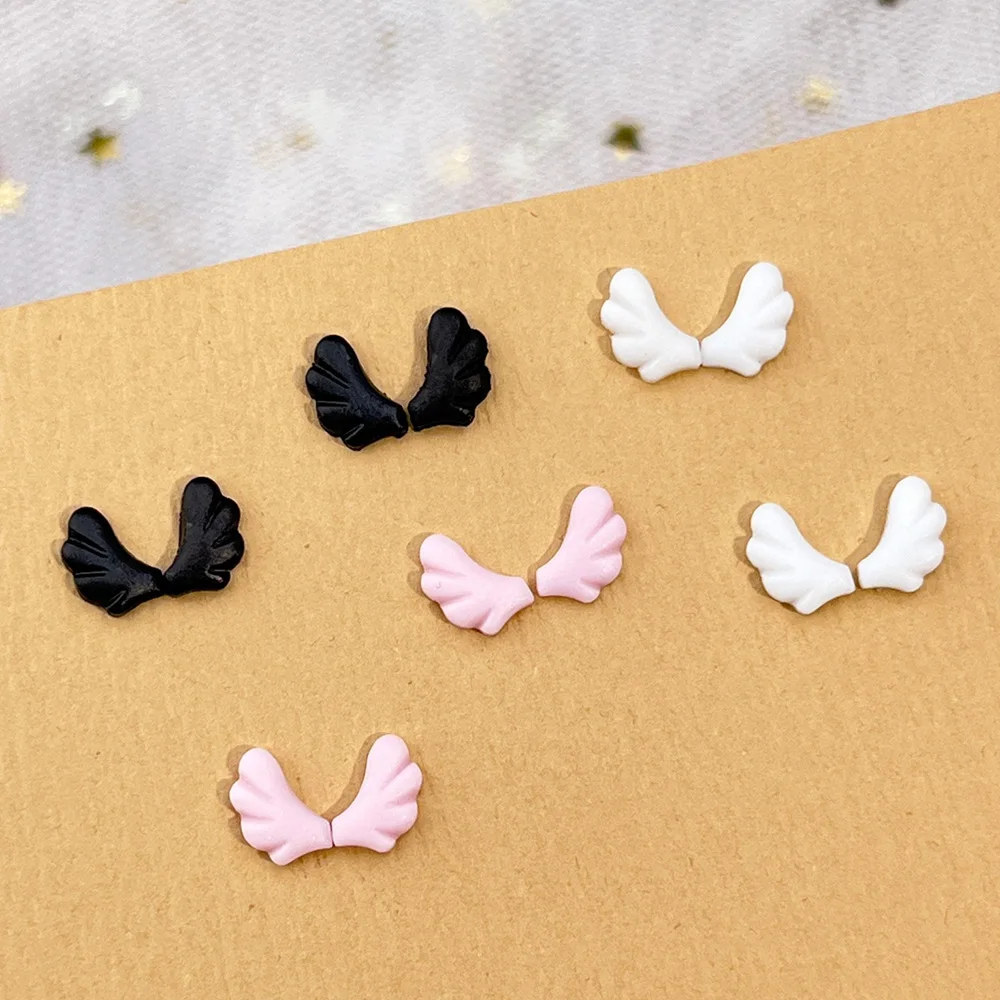 100 Stück Gemischte Flügel-Nagelcharms, Niedliche Bunte Engelsflügel, Nagelkunst-Strass, Mini Rosa-Weiße 3D-Harz-Dekorationen für Maniküre – Detail 1