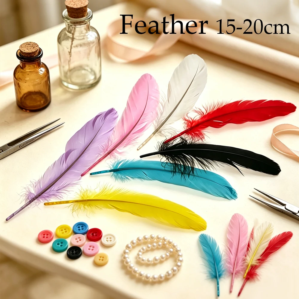 

50pcs Natural Goose Feathers 15-20cm Soft Plume Feathers for DIY Wedding Bouquet Hair Accessories Party Centerpieces