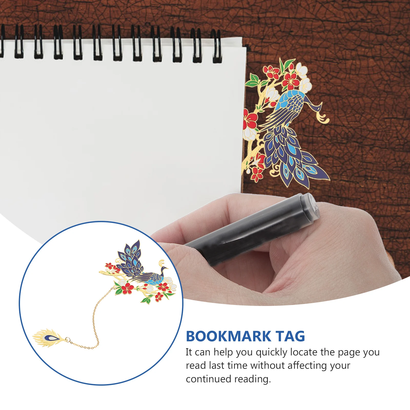 

Peacock Bookmark Retro Metal Page-marker Elegant Copper Bookmarks Vintage Peafowl Ornament Lightweight Easy Reading Focus