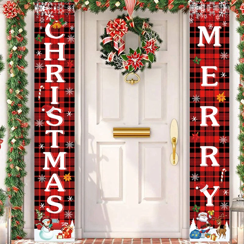 Babbo natale pupazzo di neve Banner tenda per porta di natale decorazione di buon natale per la casa 2023 natale Navidad natale regali di capodanno