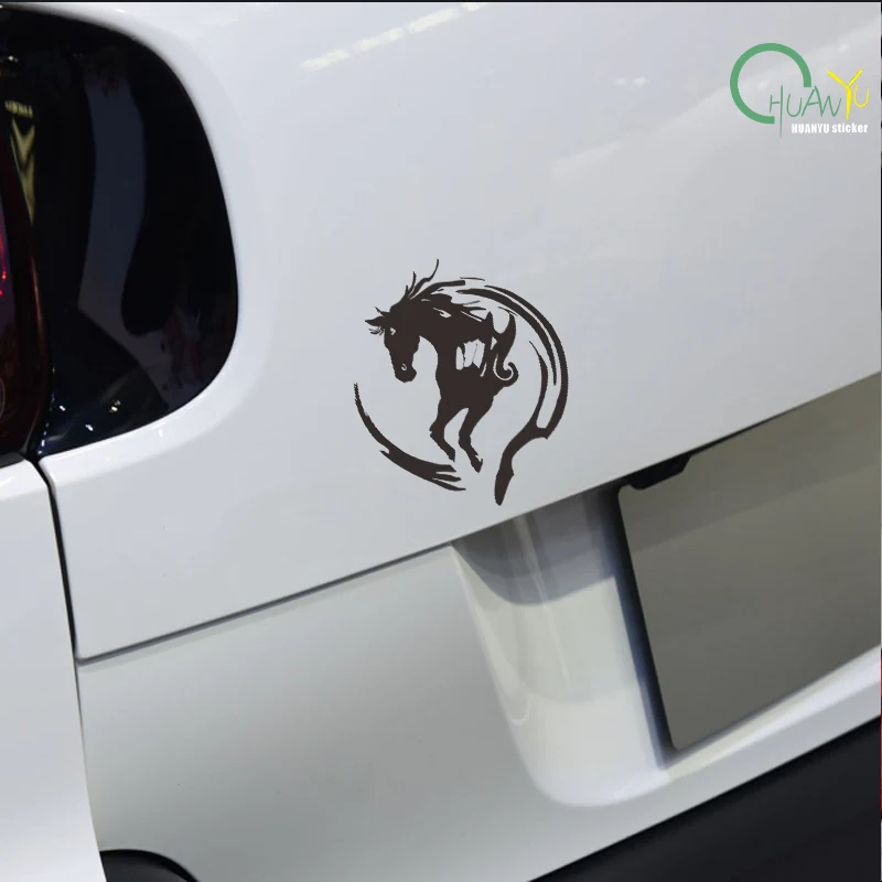Chinese style circular pattern steed car sticker; minimalist silhouette car sticker; creative car tail scratch cover sticker