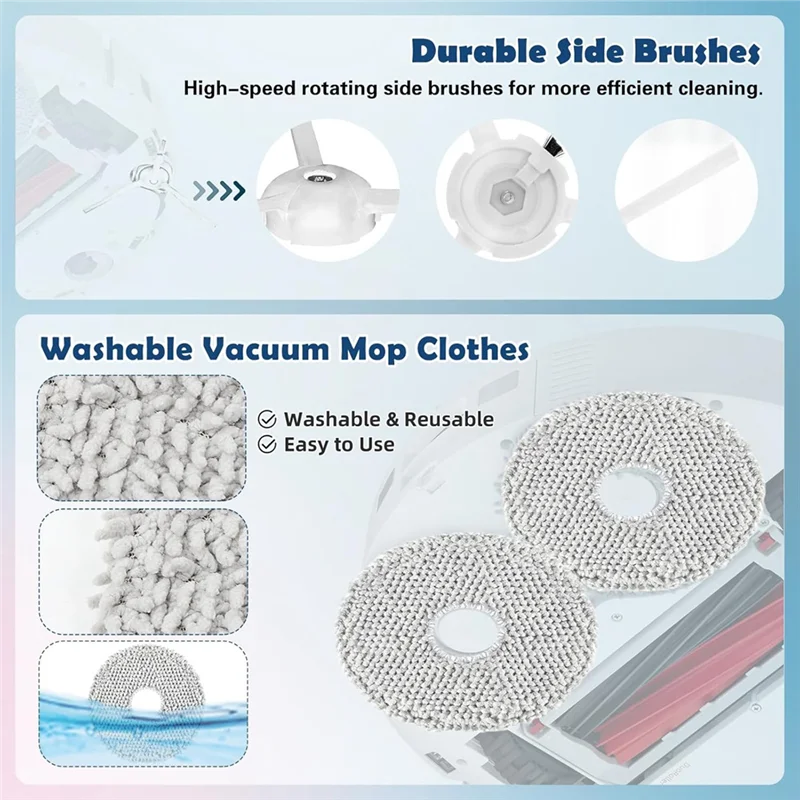 ABRW-Per Roborock Q Revo Master, Qrevo Slim Robot Aspirapolvere Spazzola laterale principale Filtri HEPA Mop Pad Sacchetti per la polvere Kit di accessori