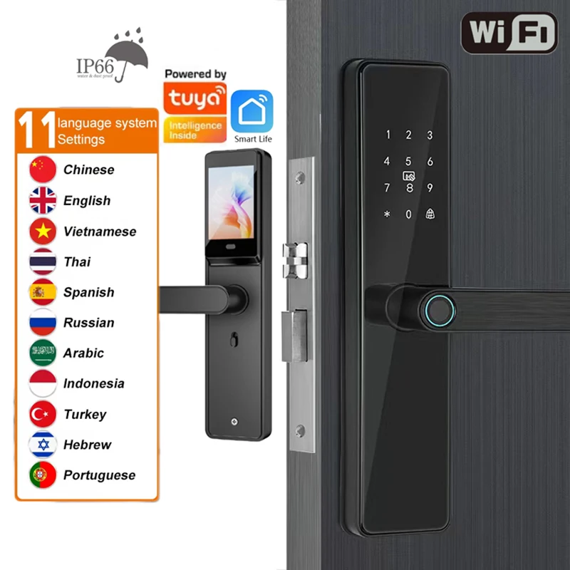 WiFi IP66 Waterproof Smart Lock Electronic Digital Door Lock with Keypad for Front Door for Door thickness 35-100mm