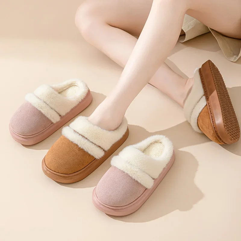 

Women Plush Cotton Slippers Winter Indoor Warm Soft House Slipper Comfort Memory Foam Slides Outdoor Fur Fuzzy Flat Shoe