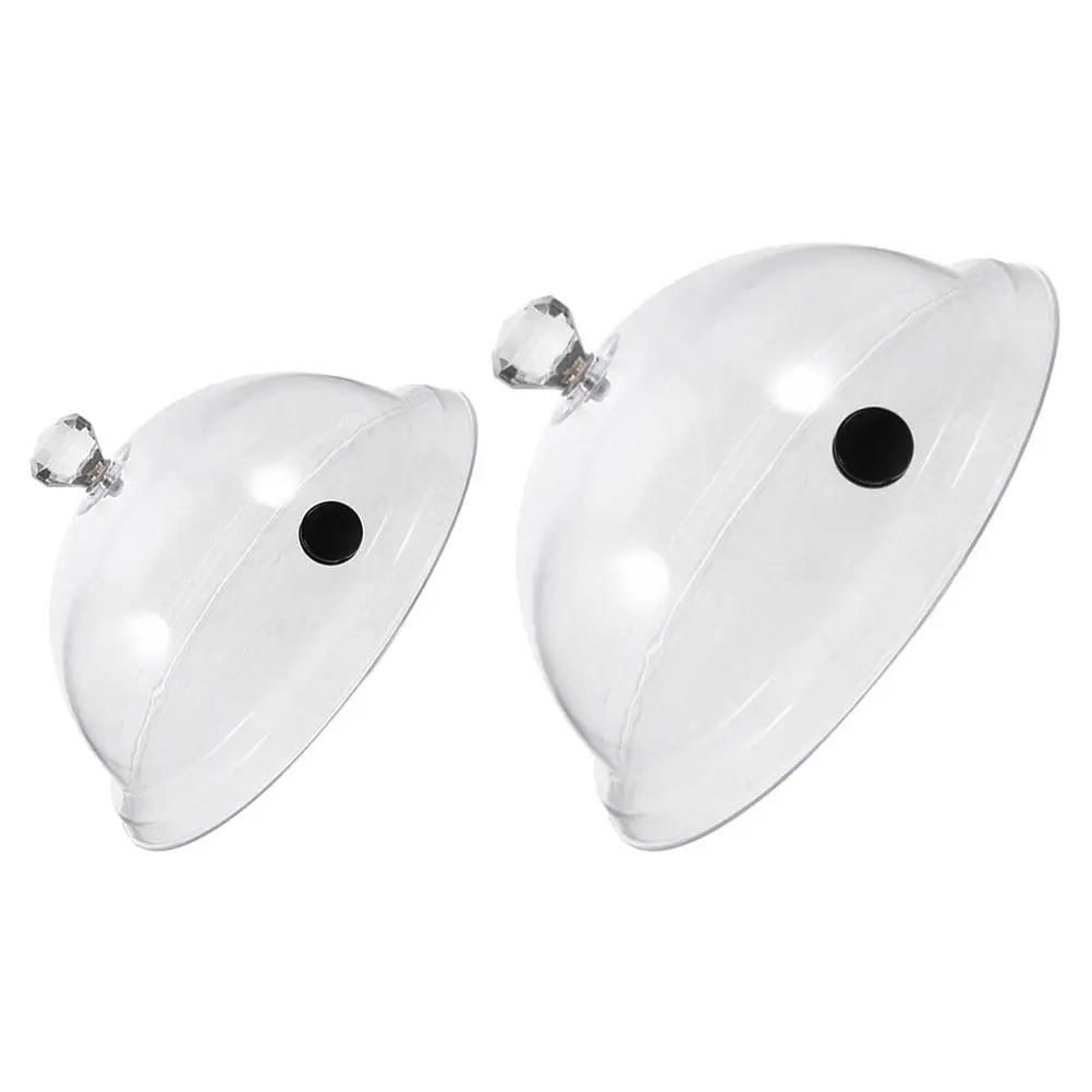 2Pcs Smoking Dome Acrylic Transparent Food Cover Protective Lid Clear Cake Display Dome Acrylic Protective Cover