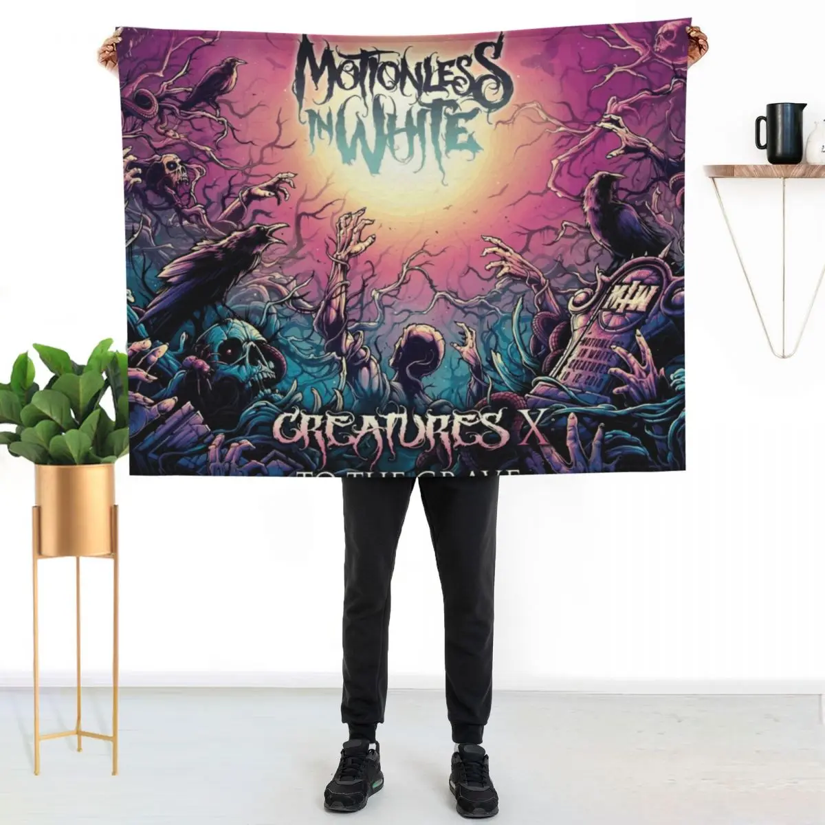 Motionless In White Throw Blanket halloween for sofa Large Cute Plaid Designers Flannel Fabric Blankets