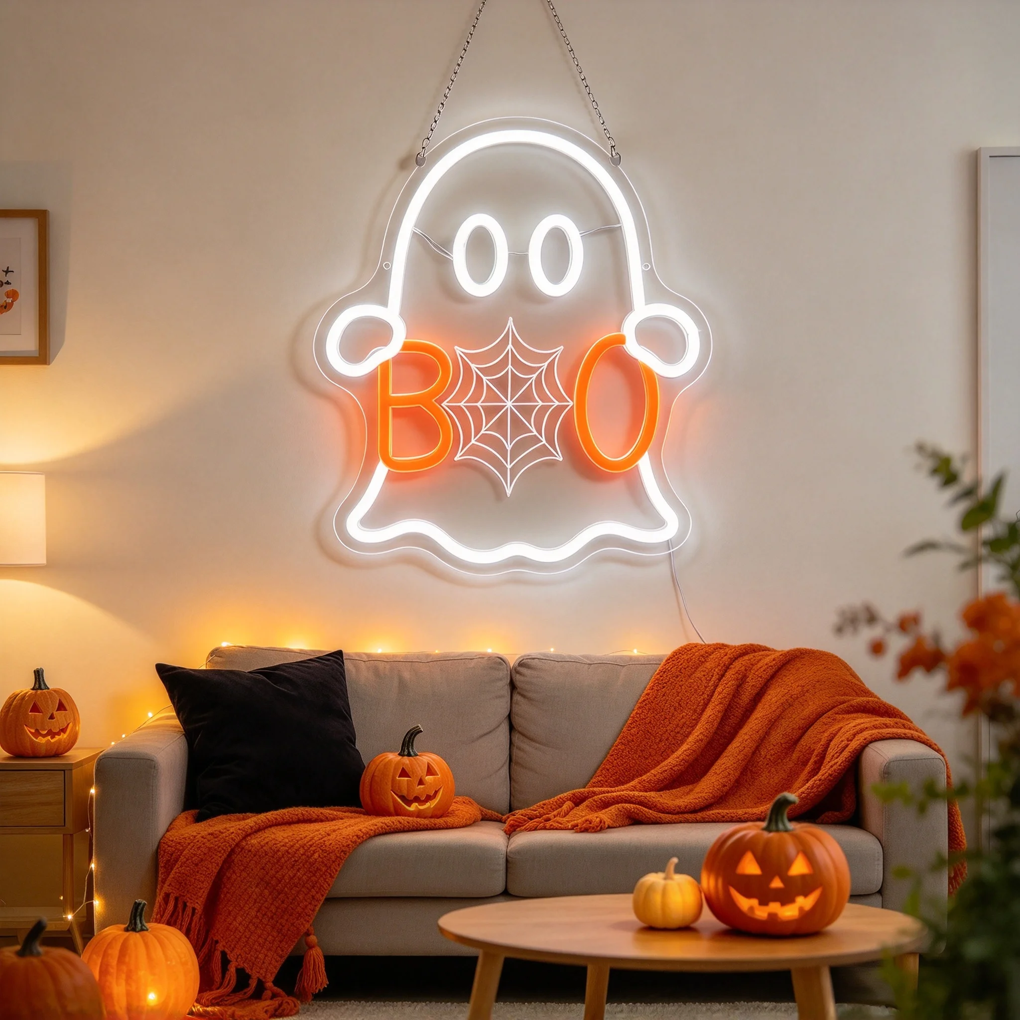 1 Halloween funny ghost bat wall decoration light LED acrylic luminous light board switch button Halloween wall decoration