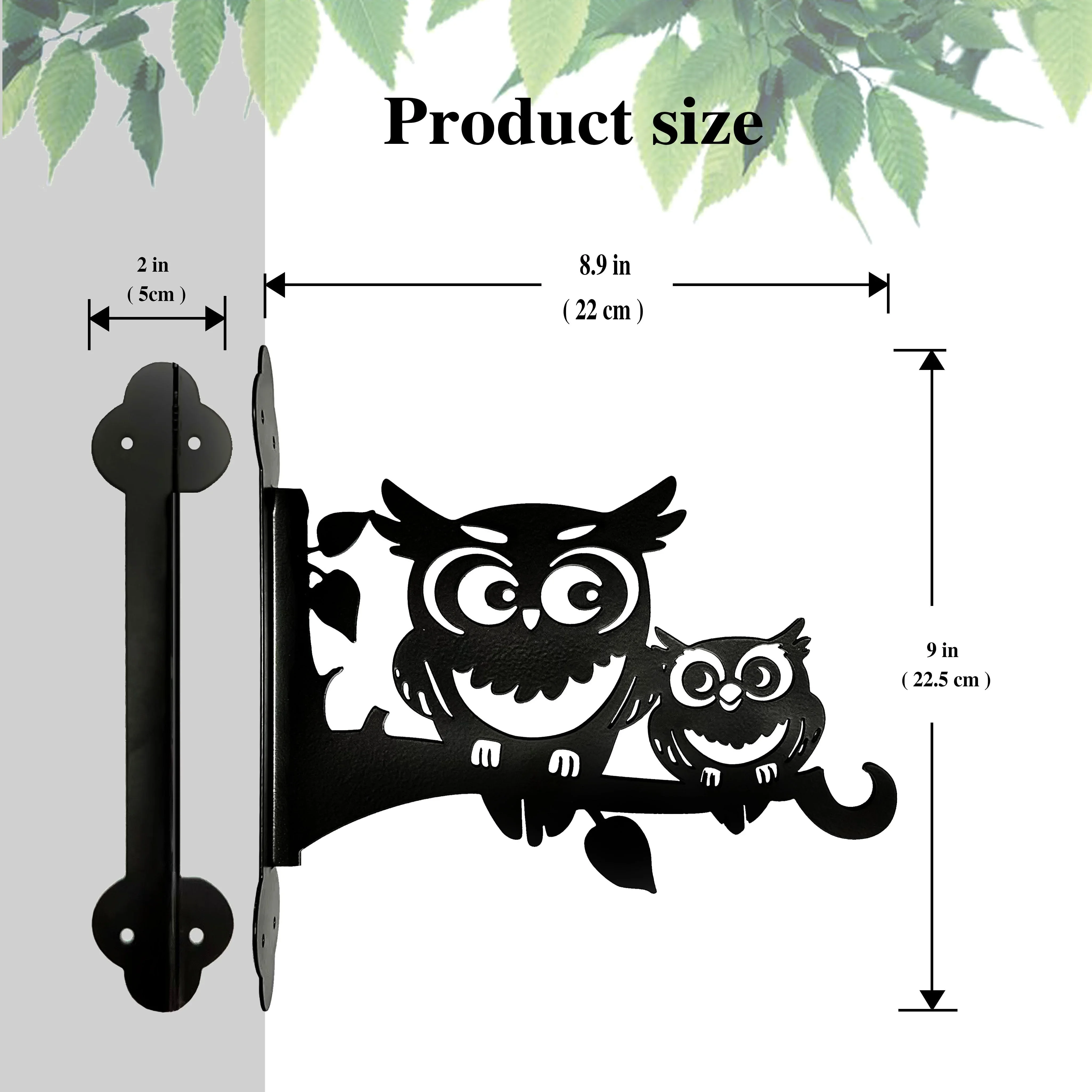 Heavy Duty 1pc Metal Owl Plant Hanger, Adorable Mom and Baby Owl Branch Hook Basket Bracket for Outdoor Porch Patio Garden