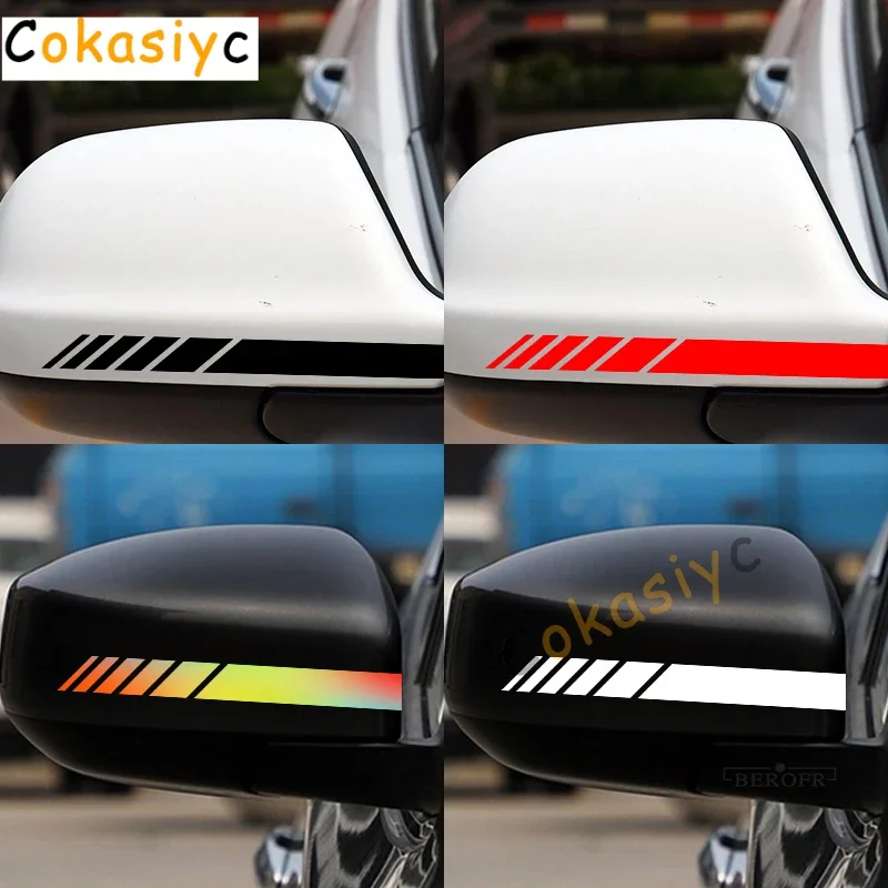 Car Rearview Mirror Side Stripes Sticker Sports For Renault Clio Megane Captur Trafic Sandero Dacia Kwid Logan 2PCS