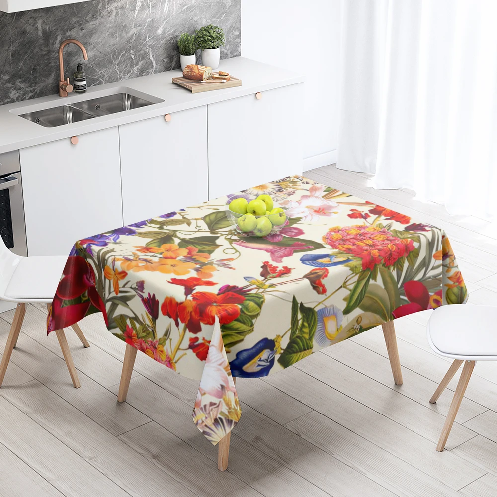 Home tablecloths dining decoration and rectangular table accessories waterproof cloth Anti-stain restaurant Nordic plant flower