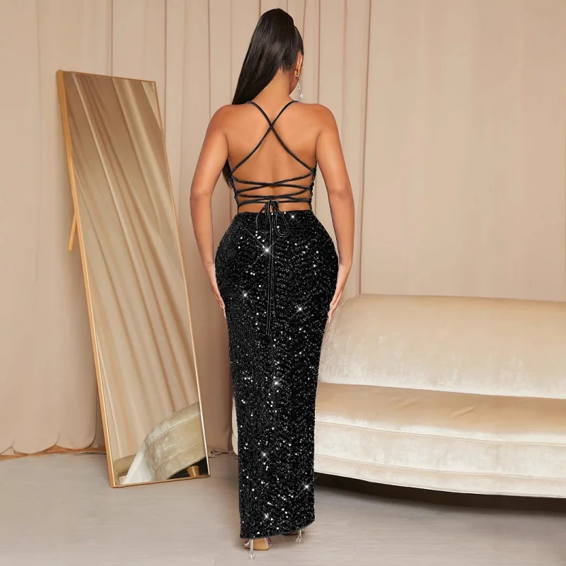 Sequin Strapless Wedding Evening Dress - usage example